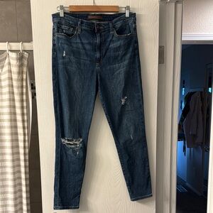 Joe’s Jeans High Rise Crop Distressed Skinny Jean Size 30 EUC